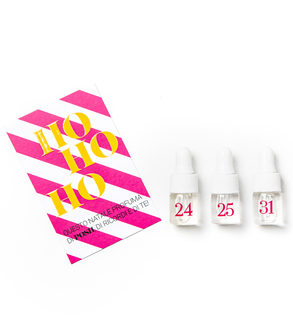 Set di tre olii profumati gourmand della capsule collection POSH Profumo per Natale.